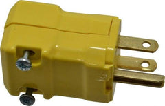 Hubbell Wiring Device-Kellems - 125 VAC, 15 Amp, 5-15P NEMA, Valise, Self Grounding, Commercial, Industrial Grade Plug - 2 Pole, 3 Wire, 1 Phase, 1/2 hp, Nylon, Yellow - Apex Tool & Supply