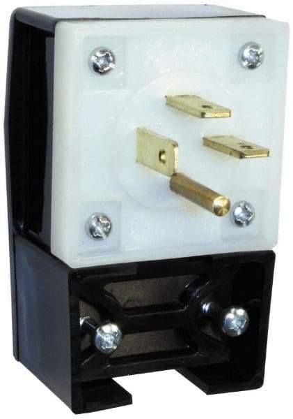 Hubbell Wiring Device-Kellems - 250 VAC, 20 Amp, 15-20P NEMA, Angled, Self Grounding, Commercial, Industrial Grade Plug - 3 Pole, 4 Wire, 3 Phase, 3 hp, Nylon, Black, White - Apex Tool & Supply