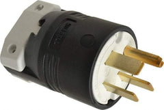 Hubbell Wiring Device-Kellems - 250 VAC, 50 Amp, 15-50P NEMA, Straight, Self Grounding, Commercial, Industrial Grade Plug - 3 Pole, 4 Wire, 3 Phase, 7-1/2 hp, Nylon, Black, White - Apex Tool & Supply