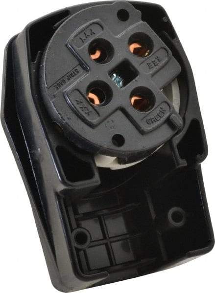 Hubbell Wiring Device-Kellems - 250 VAC, 50 Amp, 15-50P NEMA, Angled, Self Grounding, Commercial, Industrial Grade Plug - 3 Pole, 4 Wire, 3 Phase, 7-1/2 hp, Nylon, Black, White - Apex Tool & Supply
