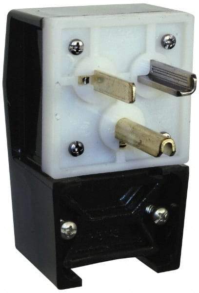 Hubbell Wiring Device-Kellems - 125 VAC, 30 Amp, 5-30P NEMA, Angled, Self Grounding, Commercial, Industrial Grade Plug - 2 Pole, 3 Wire, 1 Phase, 2 hp, Nylon, Black, White - Apex Tool & Supply