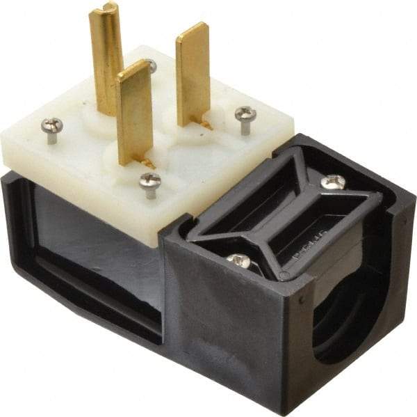 Hubbell Wiring Device-Kellems - 250 VAC, 30 Amp, 6-30P NEMA, Angled, Self Grounding, Commercial, Industrial Grade Plug - 2 Pole, 3 Wire, 1 Phase, 2 hp, Nylon, Black, White - Apex Tool & Supply