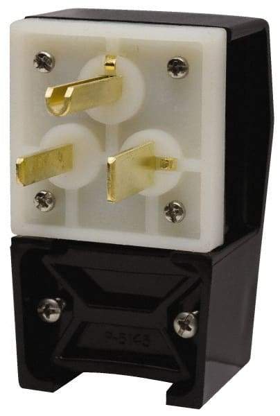 Hubbell Wiring Device-Kellems - 250 VAC, 50 Amp, 6-50P NEMA, Angled, Self Grounding, Commercial, Industrial Grade Plug - 2 Pole, 3 Wire, 1 Phase, 3 hp, Nylon, Black, White - Apex Tool & Supply