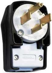 Hubbell Wiring Device-Kellems - 125/250 VAC, 30 Amp, 14-30P NEMA, Angled, Self Grounding, Commercial, Industrial Grade Plug - 3 Pole, 4 Wire, 1 Phase, 2 hp, Nylon, Black, White - Apex Tool & Supply