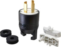 Hubbell Wiring Device-Kellems - 125/250 VAC, 60 Amp, 14-60P NEMA, Straight, Self Grounding, Commercial, Industrial Grade Plug - 3 Pole, 4 Wire, 1 Phase, 3 hp, Nylon, Black, White - Apex Tool & Supply