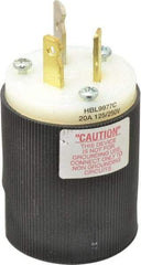 Hubbell Wiring Device-Kellems - 125/250 VAC, 20 Amp, 10-20P NEMA, Straight, Ungrounded, Commercial, Industrial Grade Plug - 3 Pole, 3 Wire, 1 Phase, 2 hp, Nylon, Black, White - Apex Tool & Supply