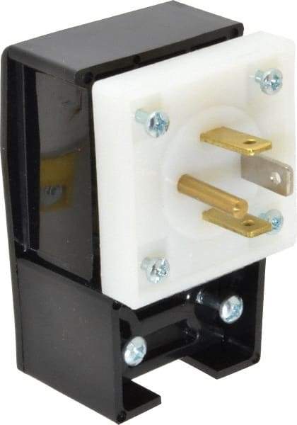 Hubbell Wiring Device-Kellems - 125/250 VAC, 20 Amp, 14-20P NEMA, Angled, Self Grounding, Commercial, Industrial Grade Plug - 3 Pole, 4 Wire, 1 Phase, 2 hp, Nylon, Black, White - Apex Tool & Supply
