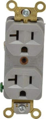 Hubbell Wiring Device-Kellems - 125 VAC, 20 Amp, 5-20R NEMA Configuration, Gray, Industrial Grade, Self Grounding Duplex Receptacle - 1 Phase, 2 Poles, 3 Wire, Flush Mount, Corrosion, Heat and Impact Resistant - Apex Tool & Supply