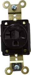Hubbell Wiring Device-Kellems - 125 VAC, 20 Amp, 5-20R NEMA Configuration, Brown, Specification Grade, Self Grounding Single Receptacle - 1 Phase, 2 Poles, 3 Wire, Flush Mount, Corrosion, Heat and Impact Resistant - Apex Tool & Supply