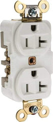 Hubbell Wiring Device-Kellems - 125 VAC, 20 Amp, 5-20R NEMA Configuration, White, Specification Grade, Self Grounding Duplex Receptacle - 1 Phase, 2 Poles, 3 Wire, Flush Mount, Corrosion, Heat and Impact Resistant - Apex Tool & Supply