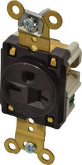Hubbell Wiring Device-Kellems - 250 VAC, 20 Amp, 6-20R NEMA Configuration, Brown, Specification Grade, Self Grounding Single Receptacle - 1 Phase, 2 Poles, 3 Wire, Flush Mount - Apex Tool & Supply