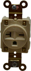 Hubbell Wiring Device-Kellems - 250 VAC, 20 Amp, 6-20R NEMA Configuration, Ivory, Specification Grade, Self Grounding Single Receptacle - 1 Phase, 2 Poles, 3 Wire, Flush Mount - Apex Tool & Supply
