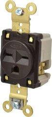 Hubbell Wiring Device-Kellems - 250 VAC, 15 Amp, 6-15R NEMA Configuration, Brown, Specification Grade, Self Grounding Single Receptacle - 1 Phase, 2 Poles, 3 Wire, Flush Mount - Apex Tool & Supply