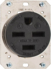 Hubbell Wiring Device-Kellems - 250 VAC, 30 Amp, 15-30R NEMA Configuration, Brown, Industrial Grade, Self Grounding Single Receptacle - 3 Phase, 3 Poles, 4 Wire, Flush Mount - Apex Tool & Supply