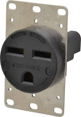 Hubbell Wiring Device-Kellems - 250 VAC, 30 Amp, 6-30R NEMA Configuration, Black/White, Industrial Grade, Self Grounding Single Receptacle - 1 Phase, 2 Poles, 3 Wire, Flush Mount - Apex Tool & Supply