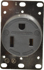 Hubbell Wiring Device-Kellems - 250 VAC, 50 Amp, 6-50R NEMA Configuration, Black, Industrial Grade, Self Grounding Single Receptacle - 1 Phase, 2 Poles, 3 Wire, Flush Mount - Apex Tool & Supply