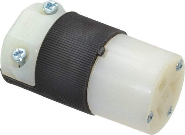 Hubbell Wiring Device-Kellems - 125 VAC, 20 Amp, 5-20R NEMA, Straight, Self Grounding, Commercial, Industrial Grade Connector - 2 Pole, 3 Wire, 1 Phase, 2 hp, Nylon, Black, White - Apex Tool & Supply