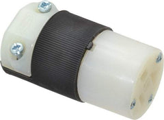 Hubbell Wiring Device-Kellems - 125 VAC, 20 Amp, 5-20R NEMA, Straight, Self Grounding, Commercial, Industrial Grade Connector - 2 Pole, 3 Wire, 1 Phase, 2 hp, Nylon, Black, White - Apex Tool & Supply