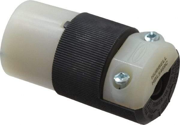 Hubbell Wiring Device-Kellems - 250 VAC, 20 Amp, 6-20R NEMA, Straight, Self Grounding, Commercial, Industrial Grade Connector - 2 Pole, 3 Wire, 1 Phase, 2 hp, Nylon, Black, White - Apex Tool & Supply