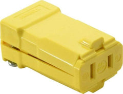Hubbell Wiring Device-Kellems - 125 VAC, 15 Amp, 1-15R NEMA, Valise, Ungrounded, Commercial, Industrial Grade Connector - 2 Pole, 2 Wire, 1 Phase, 1/2 hp, Nylon, Yellow - Apex Tool & Supply