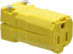 Hubbell Wiring Device-Kellems - 125 VAC, 15 Amp, 5-15R NEMA, Valise, Self Grounding, Commercial, Industrial Grade Connector - 2 Pole, 3 Wire, 1 Phase, 1/2 hp, Nylon, Yellow - Apex Tool & Supply