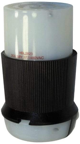 Hubbell Wiring Device-Kellems - 277/480 VAC, 30 Amp, L22-30R Configuration, Industrial Grade, Self Grounding Connector - 3 Phase, 4 Poles, IP20, 0.35 to 1.15 Inch Cord Diameter - Apex Tool & Supply