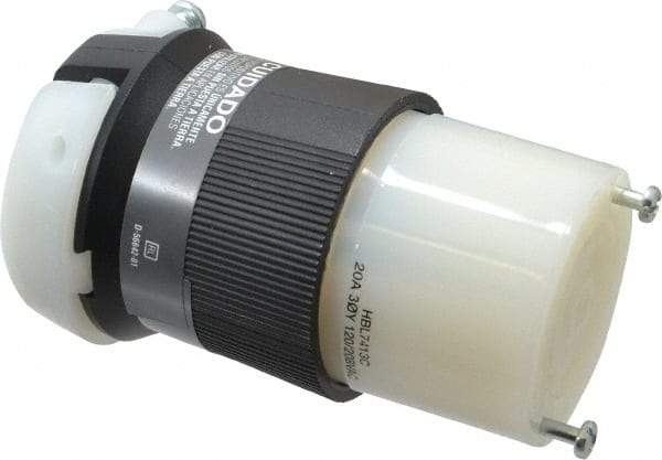 Hubbell Wiring Device-Kellems - 120/208 VAC, 20 Amp, NonNEMA Configuration, Industrial Grade, Ungrounded Connector - 1 Phase, 4 Poles, IP20, 0.35 to 1.15 Inch Cord Diameter - Apex Tool & Supply