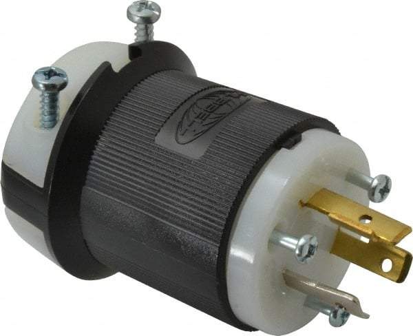 Hubbell Wiring Device-Kellems - 277 VAC, 20 Amp, L7-20P Configuration, Industrial Grade, Self Grounding Plug - 1 Phase, 2 Poles, IP20, 0.36 to 0.93 Inch Cord Diameter - Apex Tool & Supply