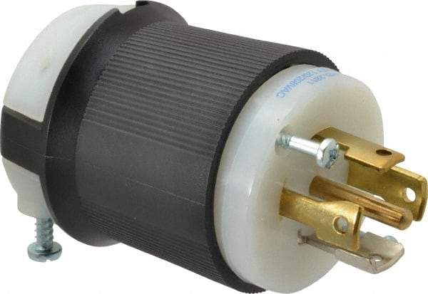Hubbell Wiring Device-Kellems - 120/208 VAC, 30 Amp, L21-30P Configuration, Industrial Grade, Self Grounding Plug - 3 Phase, 4 Poles, IP20, 0.35 to 1.15 Inch Cord Diameter - Apex Tool & Supply