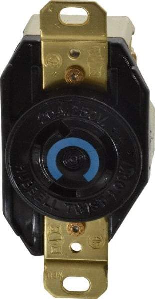 Hubbell Wiring Device-Kellems - 250 VAC, 20 Amp, L6-20R NEMA, Self Grounding Receptacle - 2 Poles, 3 Wire, Female End, Black - Apex Tool & Supply