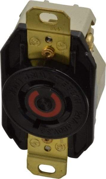 Hubbell Wiring Device-Kellems - 480 VAC, 20 Amp, L16-20R NEMA, Self Grounding Receptacle - 3 Poles, 4 Wire, Female End, Black - Apex Tool & Supply