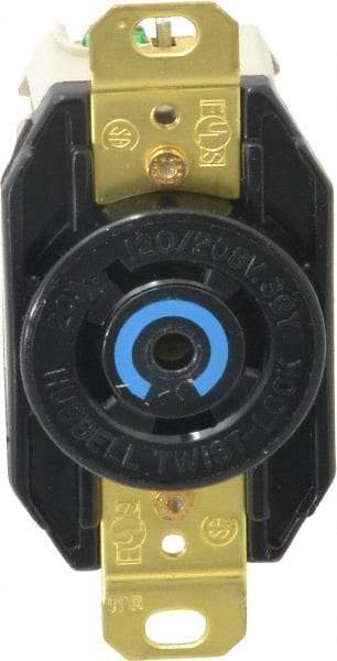 Hubbell Wiring Device-Kellems - 120/208 VAC, 20 Amp, L21-20R NEMA, Self Grounding Receptacle - 4 Poles, 5 Wire, Female End, Black - Apex Tool & Supply