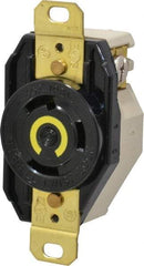 Hubbell Wiring Device-Kellems - 125 VAC, 30 Amp, L5-30R NEMA, Self Grounding Receptacle - 2 Poles, 3 Wire, Female End, Black - Apex Tool & Supply