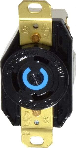 Hubbell Wiring Device-Kellems - 250 VAC, 30 Amp, L6-30R NEMA, Self Grounding Receptacle - 2 Poles, 3 Wire, Female End, Black - Apex Tool & Supply