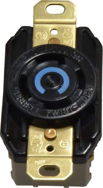 Hubbell Wiring Device-Kellems - 250 VAC, 30 Amp, L15-30R NEMA, Self Grounding Receptacle - 3 Poles, 4 Wire, Female End, Black - Apex Tool & Supply