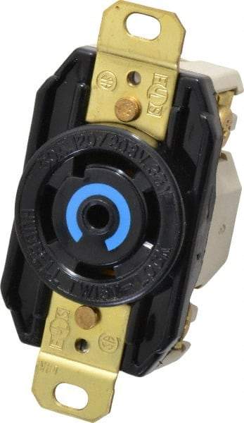 Hubbell Wiring Device-Kellems - 120/208 VAC, 30 Amp, L21-30R NEMA, Self Grounding Receptacle - 4 Poles, 5 Wire, Female End, Black - Apex Tool & Supply