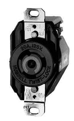 Hubbell Wiring Device-Kellems - 250 VAC, 30 Amp, NonNEMA, Self Grounding Receptacle - 3 Poles, 4 Wire, Female End, Black - Apex Tool & Supply