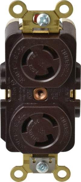 Hubbell Wiring Device-Kellems - 125 VAC, 15 Amp, L5-15R NEMA, Self Grounding Receptacle - 2 Poles, 3 Wire, Female End, Brown - Apex Tool & Supply