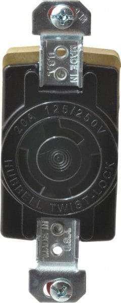 Hubbell Wiring Device-Kellems - 125/250 VAC, 20 Amp, NonNEMA, Ungrounded Receptacle - 3 Poles, 3 Wire, Female End, Black - Apex Tool & Supply