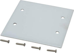 Hubbell Wiring Device-Kellems - 2 Gang, 4-1/2 Inch Long x 4.6 Inch Wide, Standard Blank Wall Plate - Blank, Metallic, Stainless Steel - Apex Tool & Supply