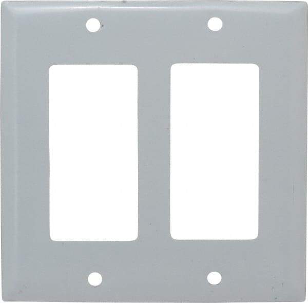 Hubbell Wiring Device-Kellems - 2 Gang, 4-1/2 Inch Long x 4.6 Inch Wide, Standard Outlet Wall Plate - GFCI/Surge Receptacle, Metallic, Stainless Steel - Apex Tool & Supply