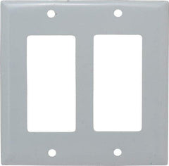Hubbell Wiring Device-Kellems - 2 Gang, 4-1/2 Inch Long x 4.6 Inch Wide, Standard Outlet Wall Plate - GFCI/Surge Receptacle, Metallic, Stainless Steel - Apex Tool & Supply