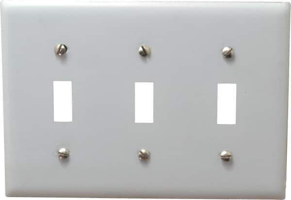 Hubbell Wiring Device-Kellems - 3 Gang, Switch Plate - Toggle Switch, Metallic, Stainless Steel - Apex Tool & Supply