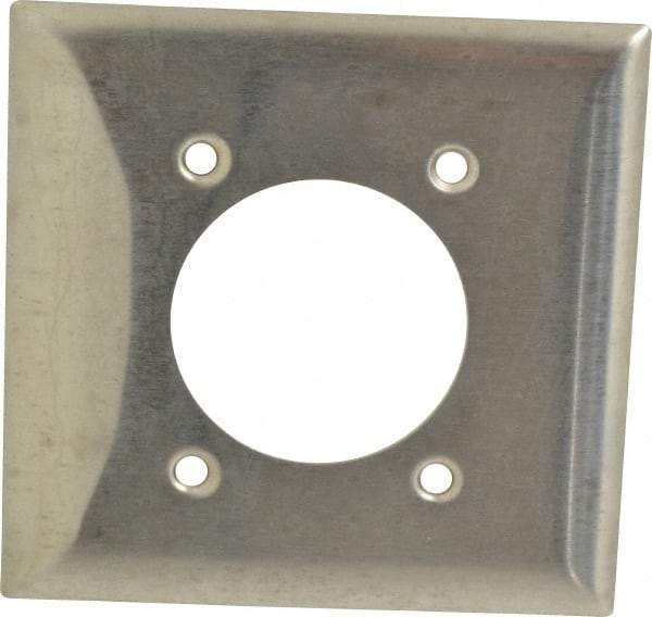 Hubbell Wiring Device-Kellems - 2 Gang, 4-1/2 Inch Long x 4.6 Inch Wide, Standard Outlet Wall Plate - Single Outlet, Metallic, Stainless Steel - Apex Tool & Supply
