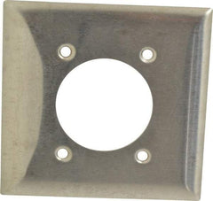 Hubbell Wiring Device-Kellems - 2 Gang, 4-1/2 Inch Long x 4.6 Inch Wide, Standard Outlet Wall Plate - Single Outlet, Metallic, Stainless Steel - Apex Tool & Supply