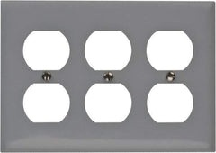 Hubbell Wiring Device-Kellems - 3 Gang, Outlet Wall Plate - Duplex Outlet, Metallic, Stainless Steel - Apex Tool & Supply