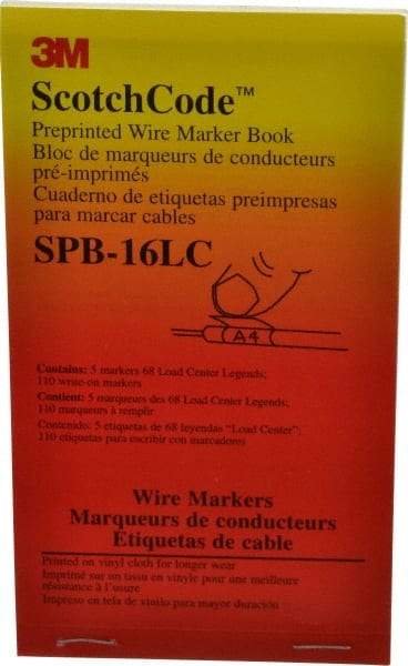 3M - 450 Label, 1.37 Inch Long x 0.22 Inch Wide x 1/4mm Thick, Alphanumeric, Electrical Vinyl Film Book - Black Legend, White Background, 39.2 to 100.4°F, Self Adhesive - Apex Tool & Supply