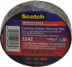 3M - 3/4" x 15', Black Rubber Electrical Tape - Series 2242, 30 mil Thick, 750 V/mil Dielectric Strength, 7.5 Lb./Inch Tensile Strength - Apex Tool & Supply