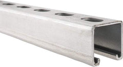 Thomas & Betts - 10' Long x 1-5/8" Wide x 1-5/8" High, 12 Gauge, Strip Steel, Half Slot Framing Channel & Strut - 0.105" Thick, Pre-Galvanized - Apex Tool & Supply