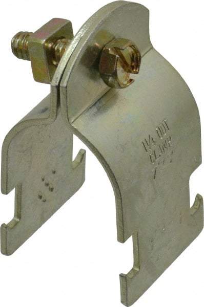 Thomas & Betts - 1-1/4" Pipe, 14 Gauge" Pipe or Tube Clamp - Gold Galvanized, 1,000 Lb Capacity - Apex Tool & Supply